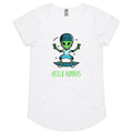 Hello Humans, Alien Women's AS Colour Scoop Neck T-Shirt White Womens Scoop Neck T-shirt Printed In Australia Sci Fi