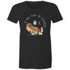Hotdog, I'm On A Roll - Womens T-shirt Black Womens T-shirt Food Printed In Australia