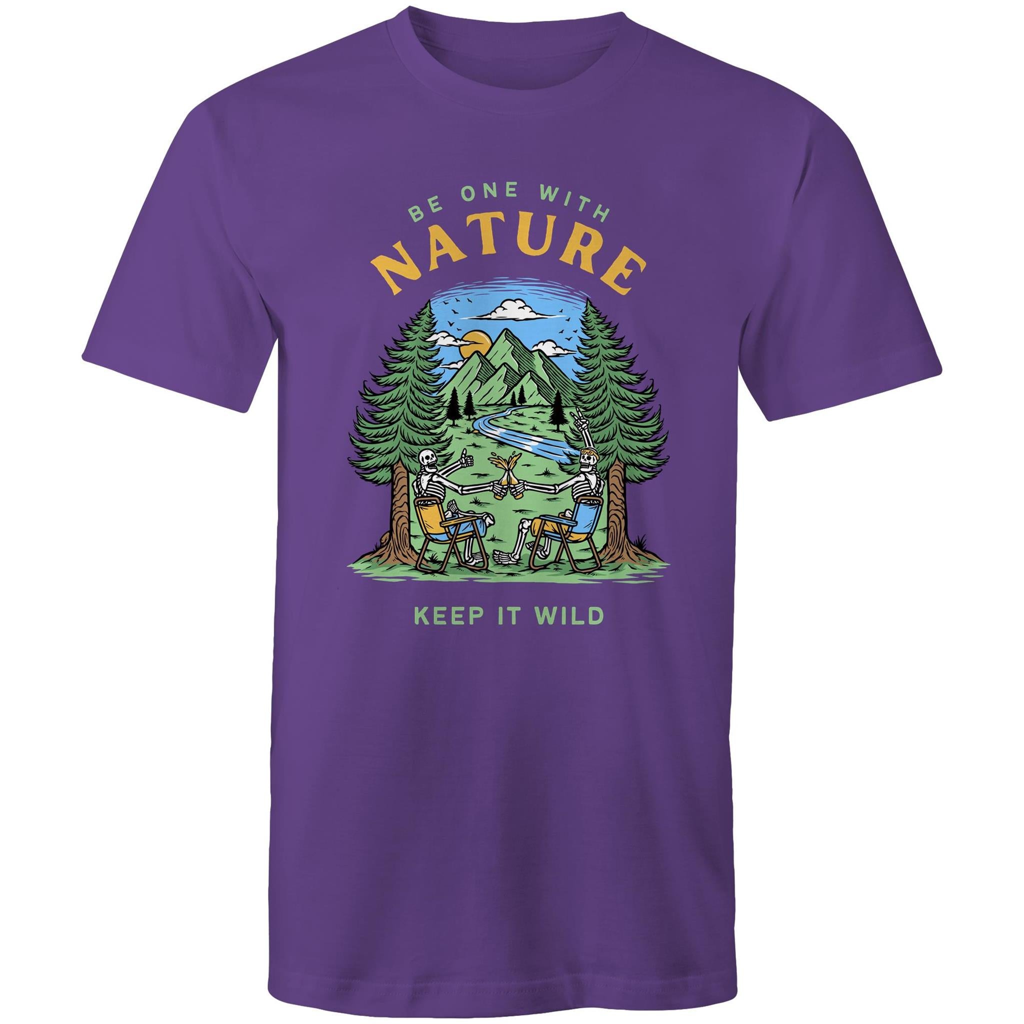 Be One With Nature, Skeletons - Mens T-Shirt Purple Mens T-shirt Environment Printed In Australia