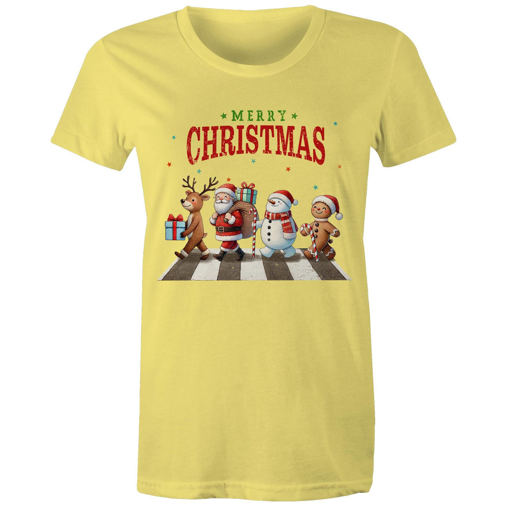 Fab Four, Merry Christmas - Womens T-shirt Yellow Womens Christmas T-shirt Christmas Printed In Australia