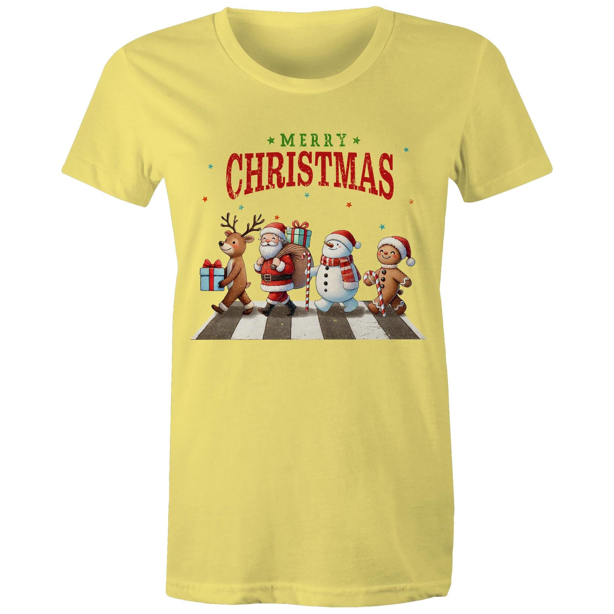 Fab Four, Merry Christmas - Womens T-shirt Yellow Womens Christmas T-shirt Christmas Printed In Australia