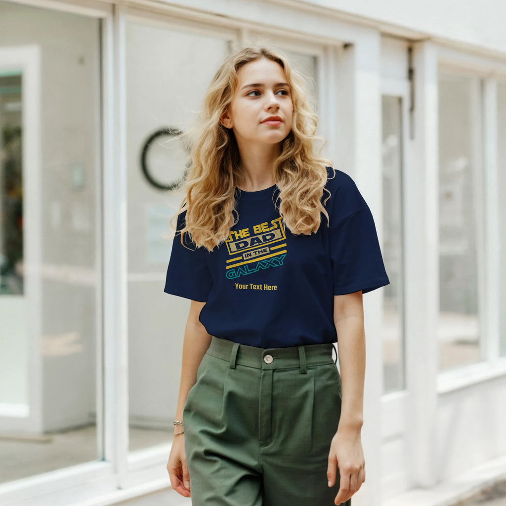 Personalised - The Best Dad In The Galaxy - Classic Unisex Crewneck T-shirt | Gildan® 64000 Personalised T-shirt Globally Fulfilled
