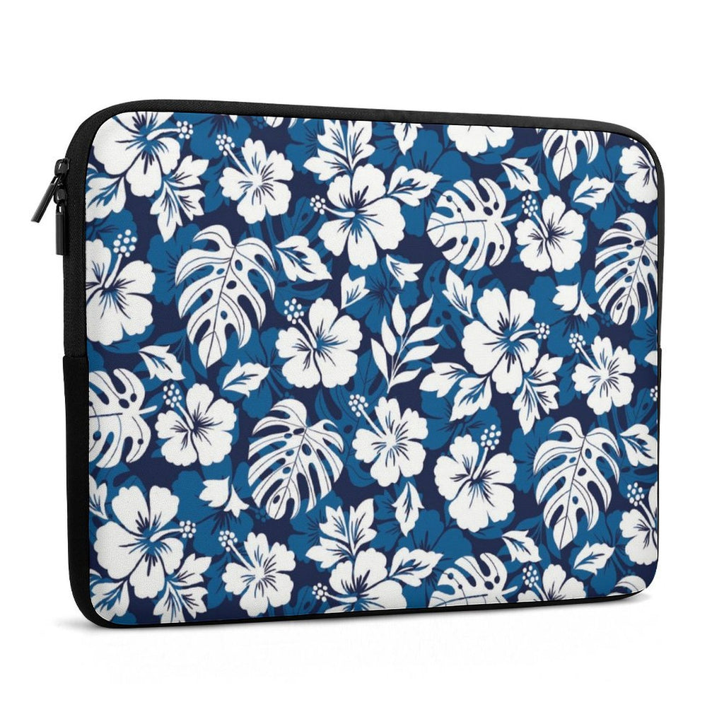 Blue Hawaiian Floral Laptop Sleeve (Multiple Sizes) Laptop Sleeve Plants Printed Offshore