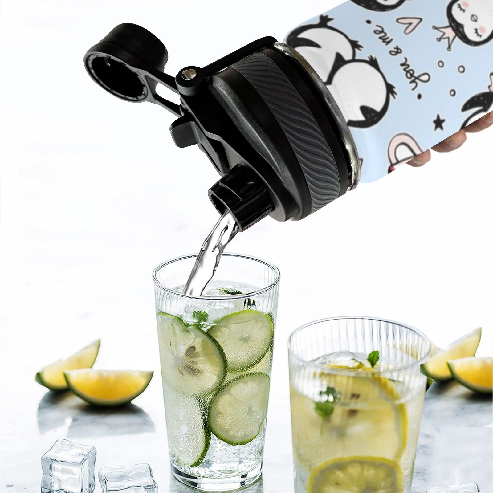 Penguin Love - Insulated Water Bottle with Dual-Use Lid (18oz) Insulated Water Bottle with Dual-Use Lid (18oz) animal Printed Offshore