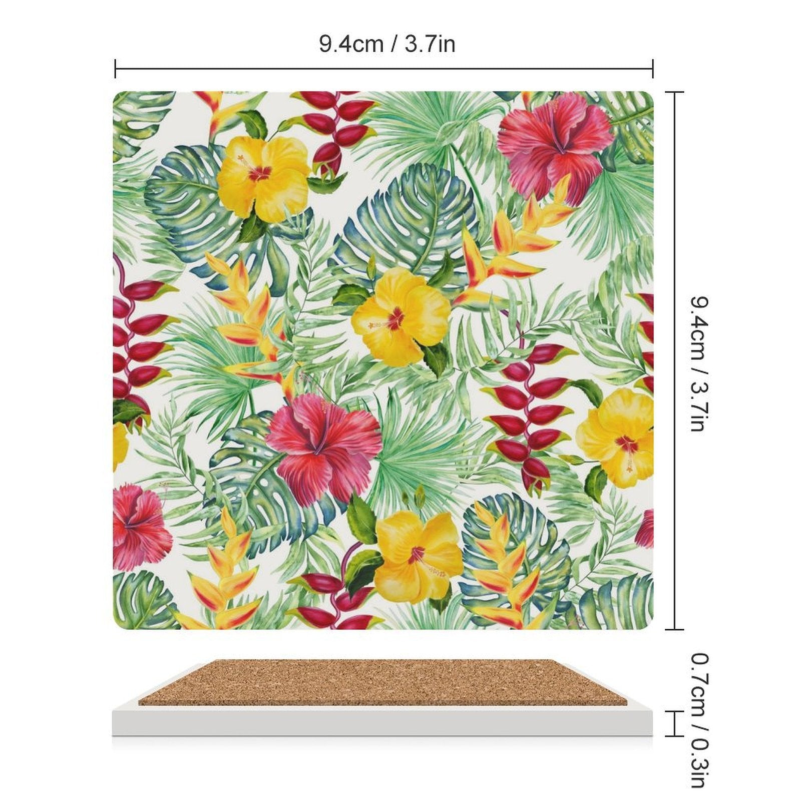 Tropical Flowers Ceramic Coasters (Square) Ceramic Coasters Plants Printed Offshore