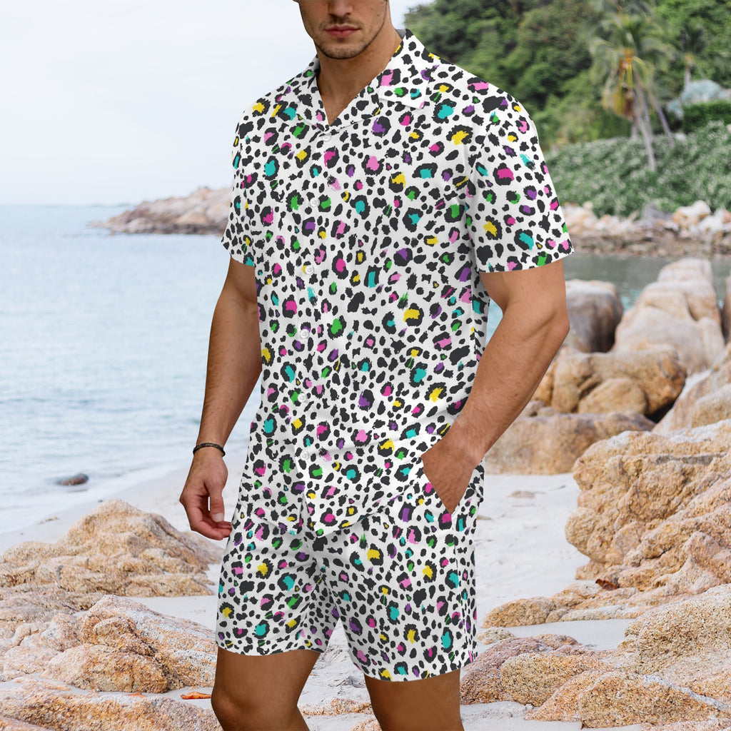 Animal Print In Colour Men's Hawaiian Shirt & Shorts Set Men's Hawaiian Shirt & Shorts Set animal Printed Offshore