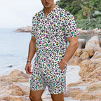 Animal Print In Colour Men's Hawaiian Shirt & Shorts Set Men's Hawaiian Shirt & Shorts Set animal Printed Offshore