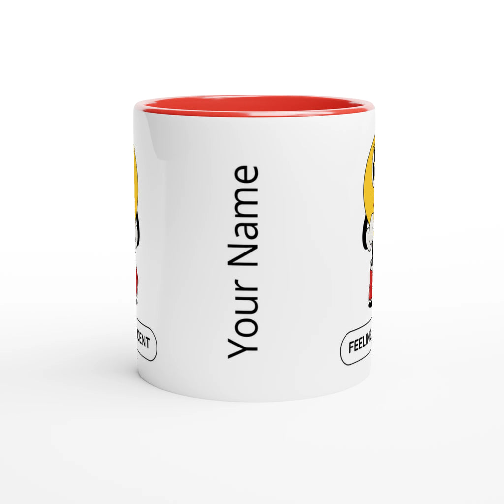 Personalised - Feeling Confident - White 11oz Ceramic Mug with Colour Inside Personalised 11oz Mug customise Globally Fulfilled personalise
