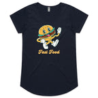 Fast Food, Hamburger - Womens Scoop Neck T-Shirt Navy Womens Scoop Neck T-shirt Food Printed In Australia