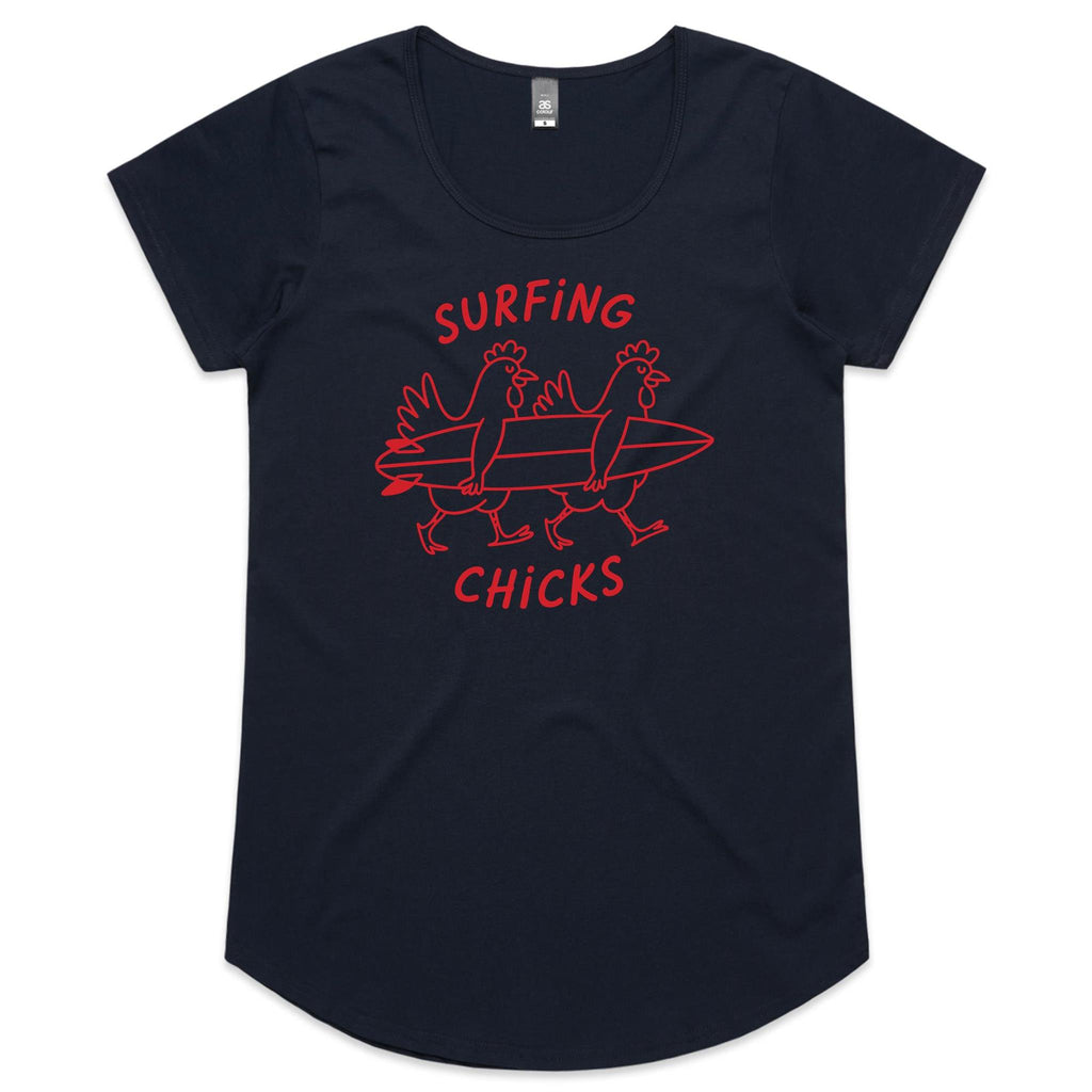 Chickens Surfing Chicks Womens AS Colour Scoop Neck T-Shirt