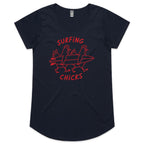 Chickens Surfing Chicks Womens AS Colour Scoop Neck T-Shirt