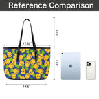 Cool Pineapples - Leather Tote Bag-Large