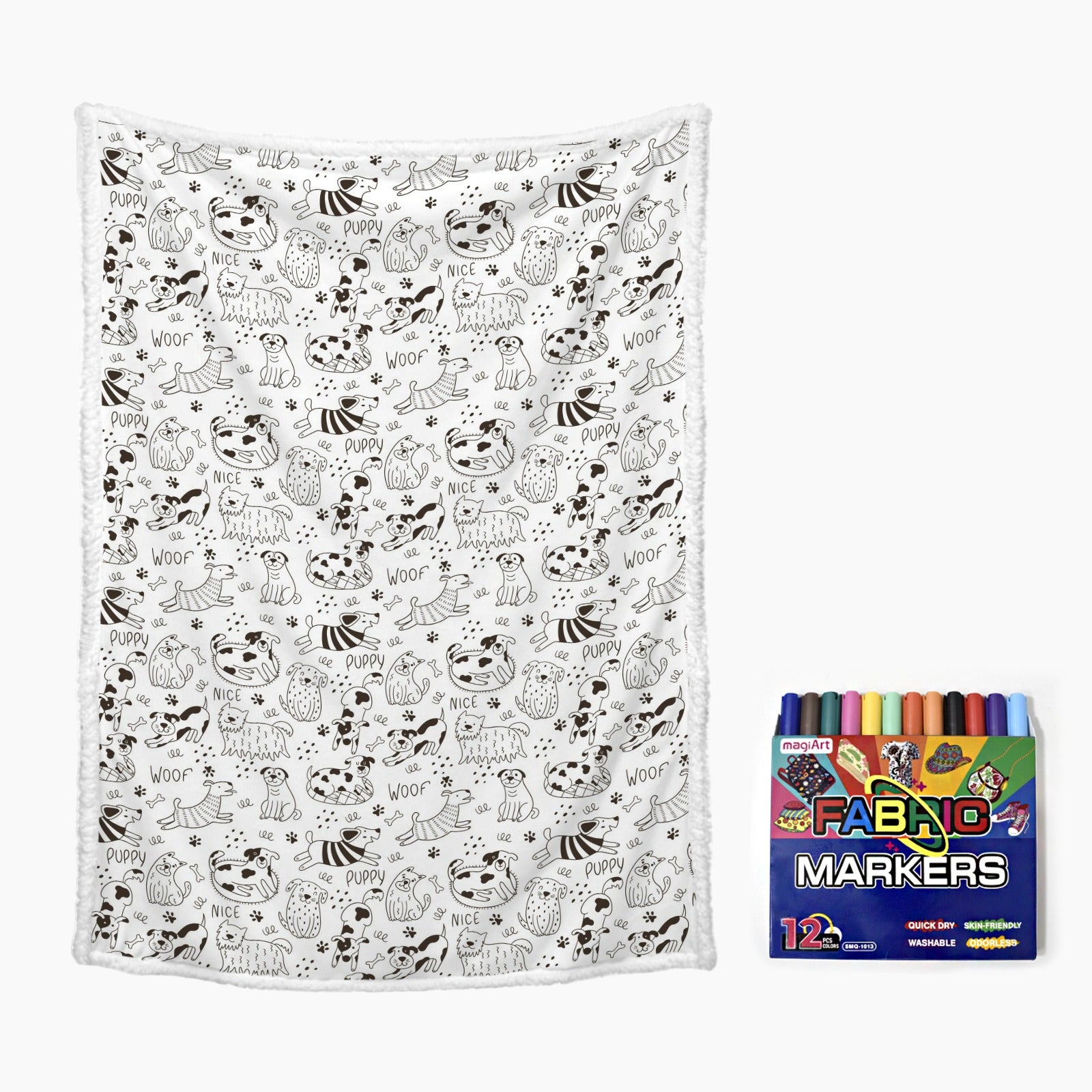 Puppy Time Colour Your Own Blanket 100×150cm