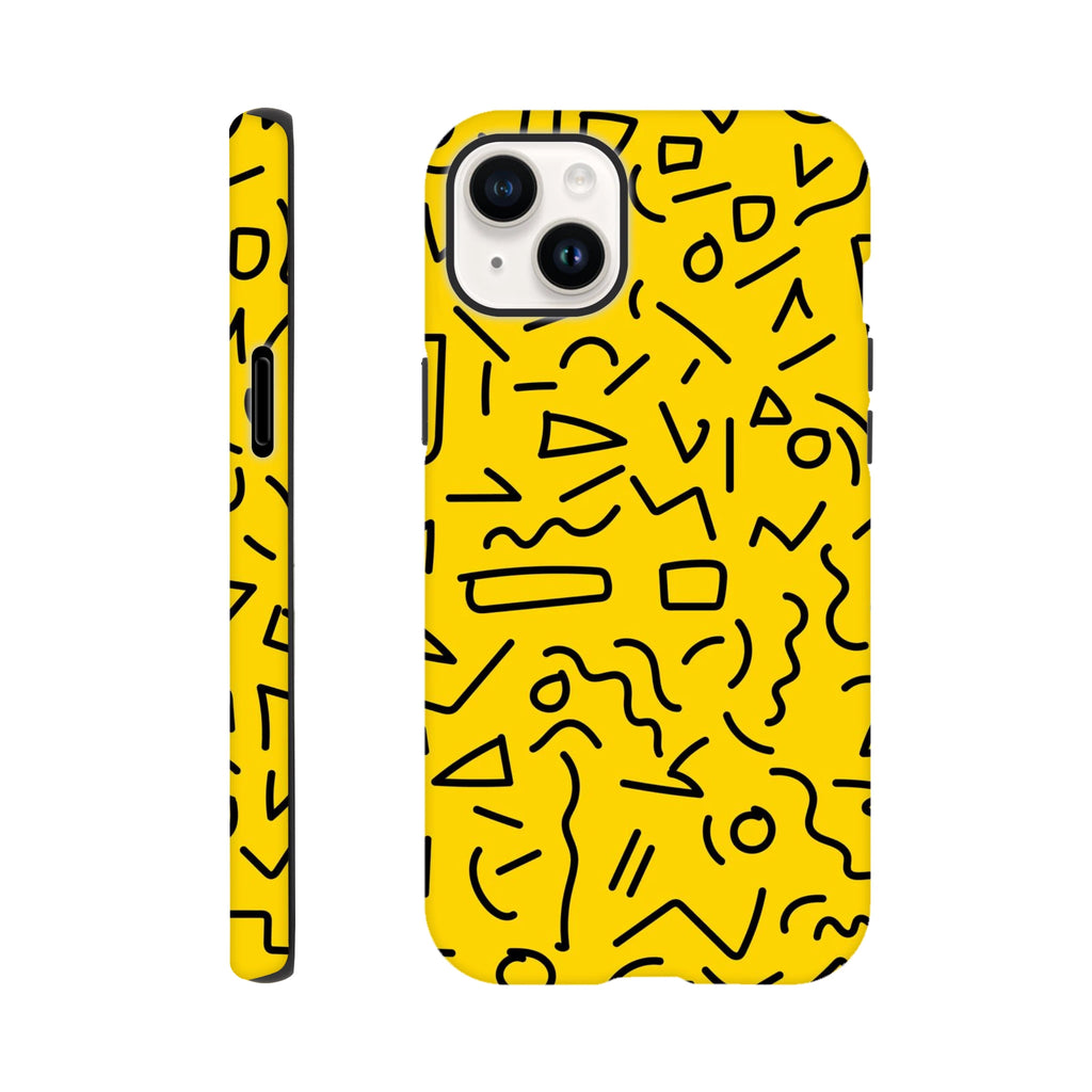 Yellow Black Graphic Squiggle - Apple iPhone Tough case iPhone 14 Plus iPhone Tough Case Globally Fulfilled Retro