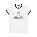 Goose Bumps - Women's Ringer Tee White Black Womens Ringer T-shirt animal Printed In Australia