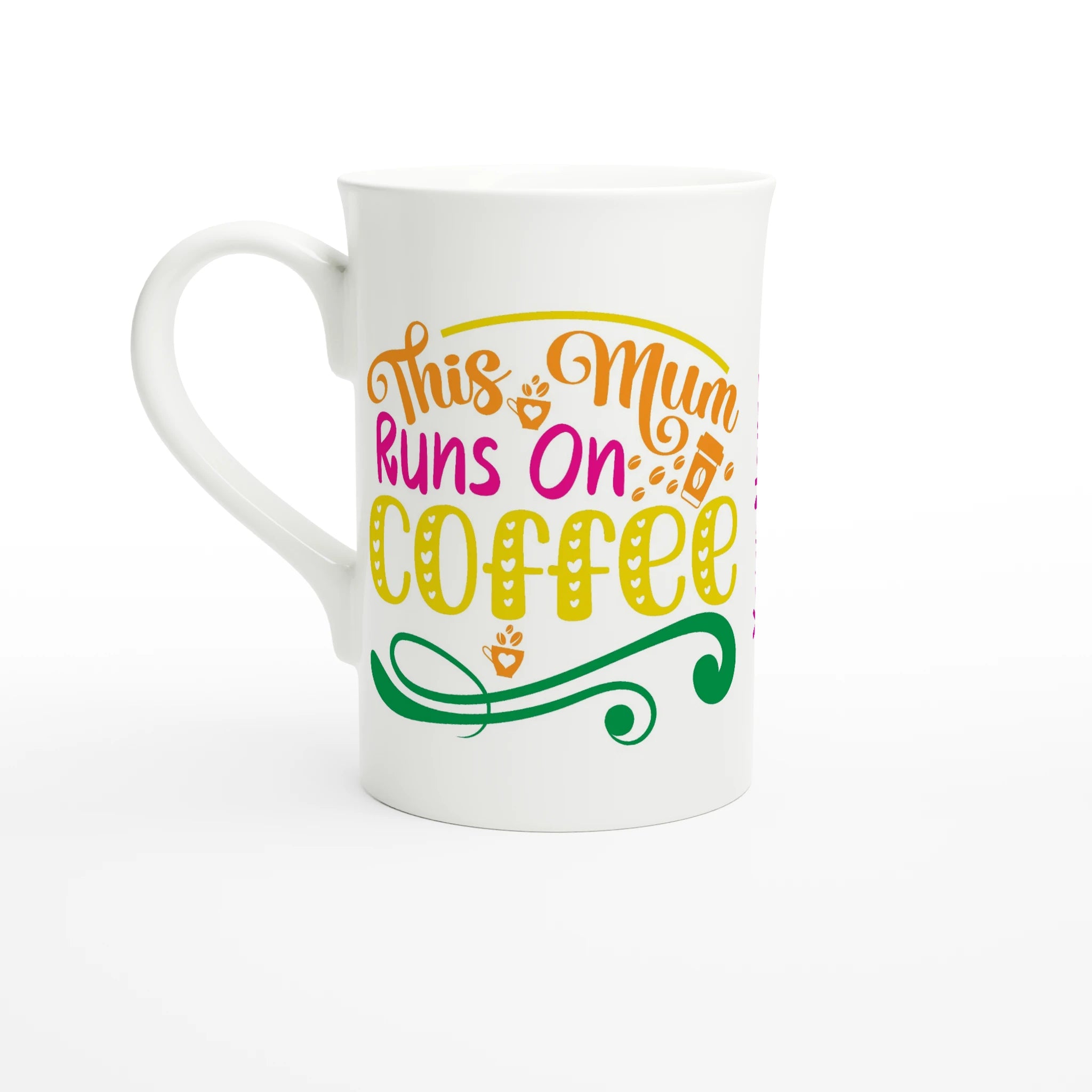 Personalised - This Mum Runs On Coffee - White 10oz Porcelain Slim Mug Default Title Personalised Porcelain Mug customise Globally Fulfilled Mum personalise