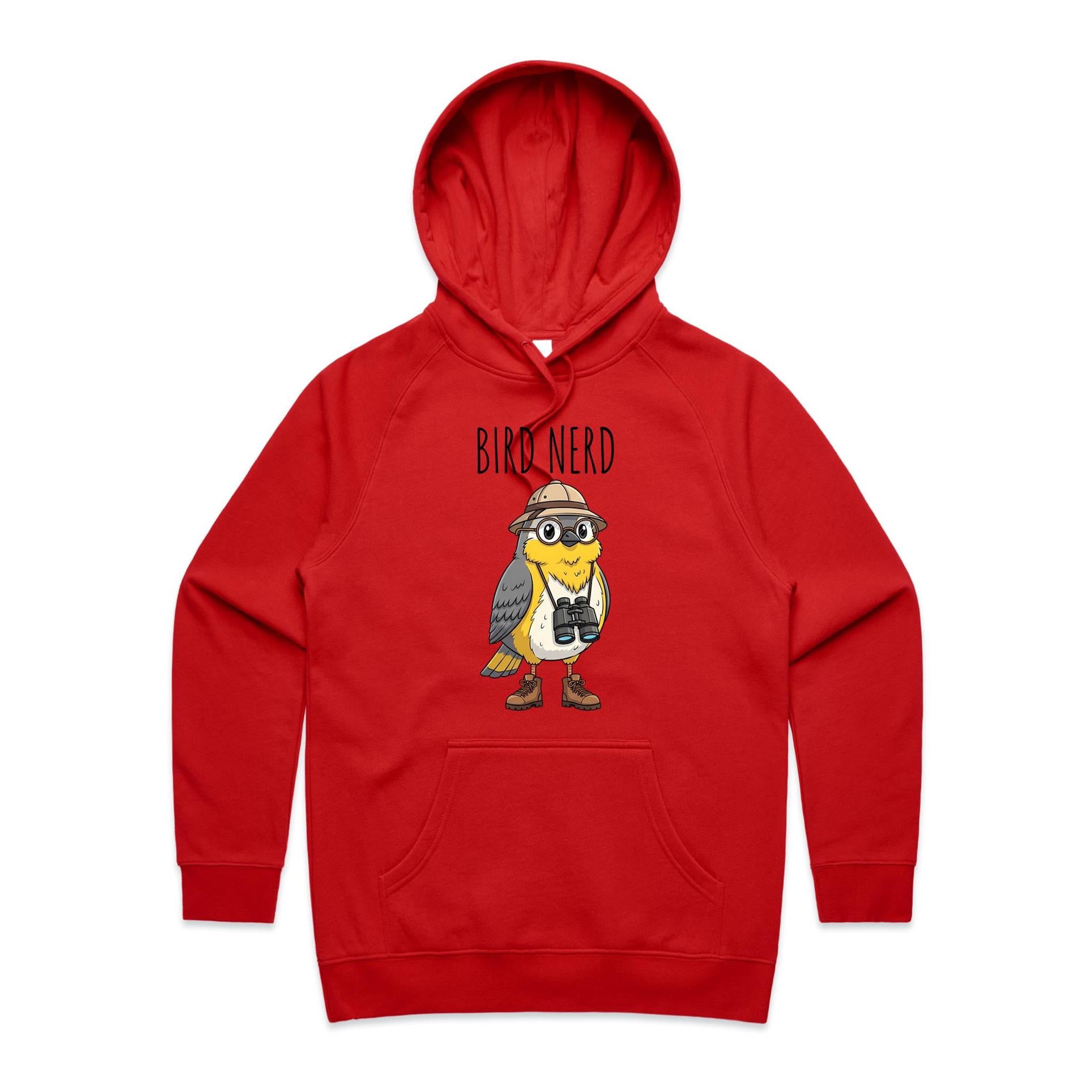 Bird Nerd 2 Women's AS Colour Hoodie Red Womens Hoodie animal Birds Printed In Australia