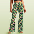 Frangipani High Waist Crossover Tummy Control Flare Leggings 5XL High Waist Flare Leggings Plants Printed Offshore