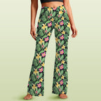Frangipani High Waist Crossover Tummy Control Flare Leggings 5XL High Waist Flare Leggings Plants Printed Offshore