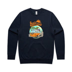 Hello Sunshine, Beach Van - AS Colour Stencil Crew Sweatshirt Navy Sweatshirt Printed In Australia Summer
