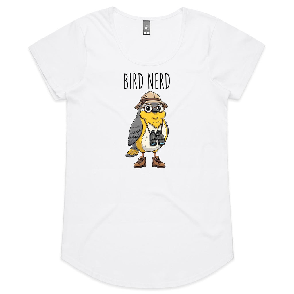Bird Nerd 2 Women's AS Colour Scoop Neck T-Shirt White Womens Scoop Neck T-shirt animal Birds Printed In Australia
