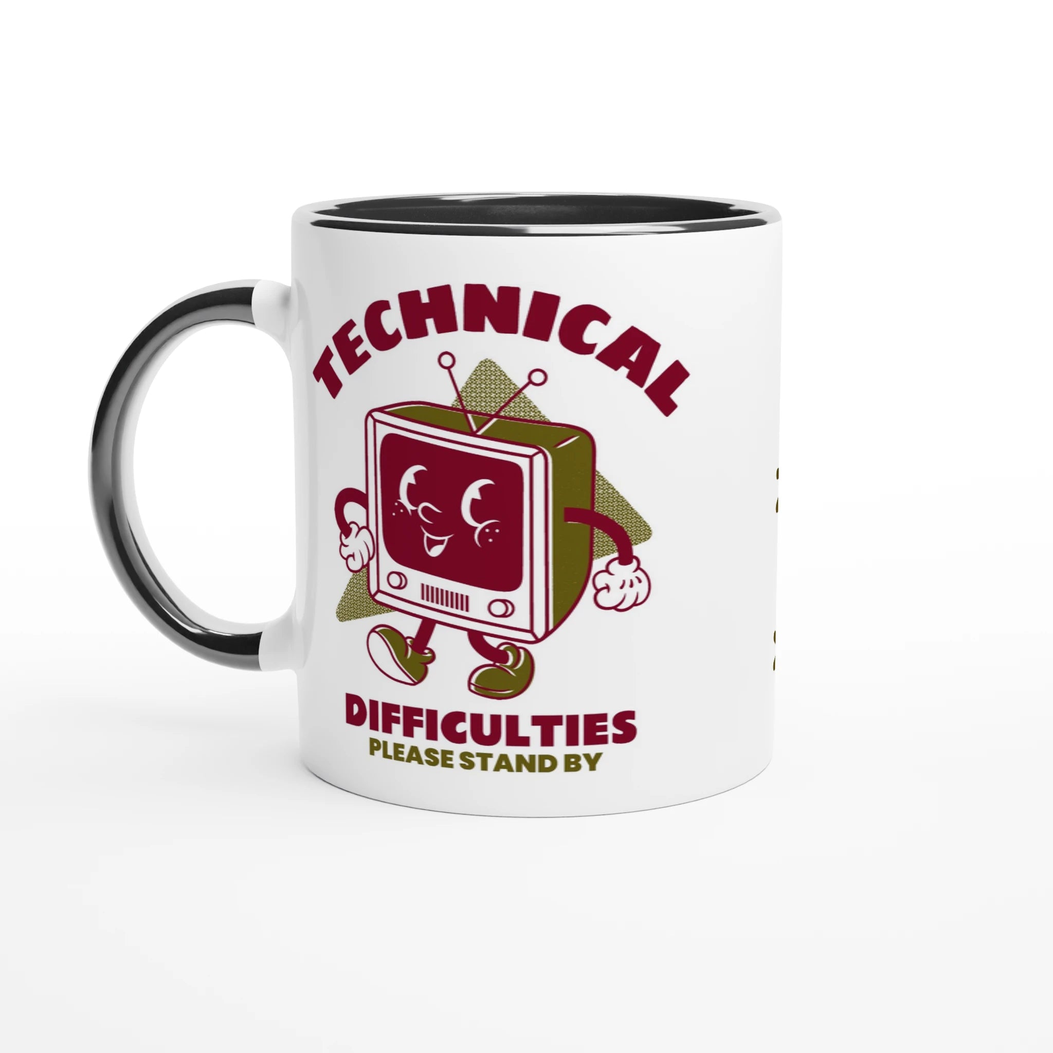 Personalised - Retro TV, Technical Difficulties - White 11oz Ceramic Mug with Colour Inside Ceramic Black Personalised 11oz Mug customise Globally Fulfilled personalise Retro Tech