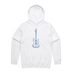 Guitar - Mens Hoodie White Mens Hoodie Music Printed In Australia