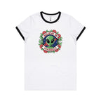 Believe In Yourself, Alien - Women's Ringer Tee White Black Womens Ringer T-shirt Motivation Positivity Printed In Australia Sci Fi