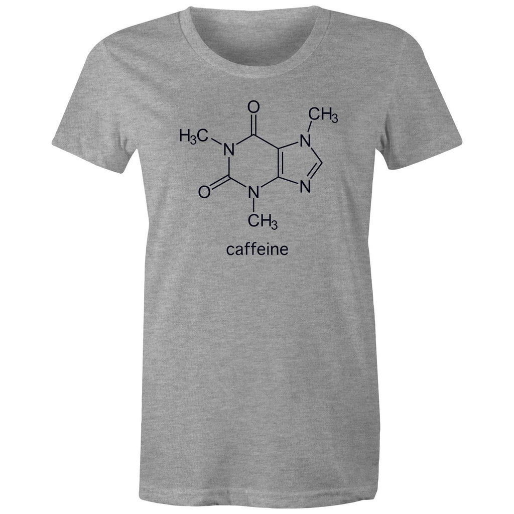 Caffeine Molecule - Womens T-shirt Grey Marle Womens T-shirt Coffee Printed In Australia Science