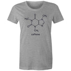 Caffeine Molecule - Womens T-shirt Grey Marle Womens T-shirt Coffee Printed In Australia Science