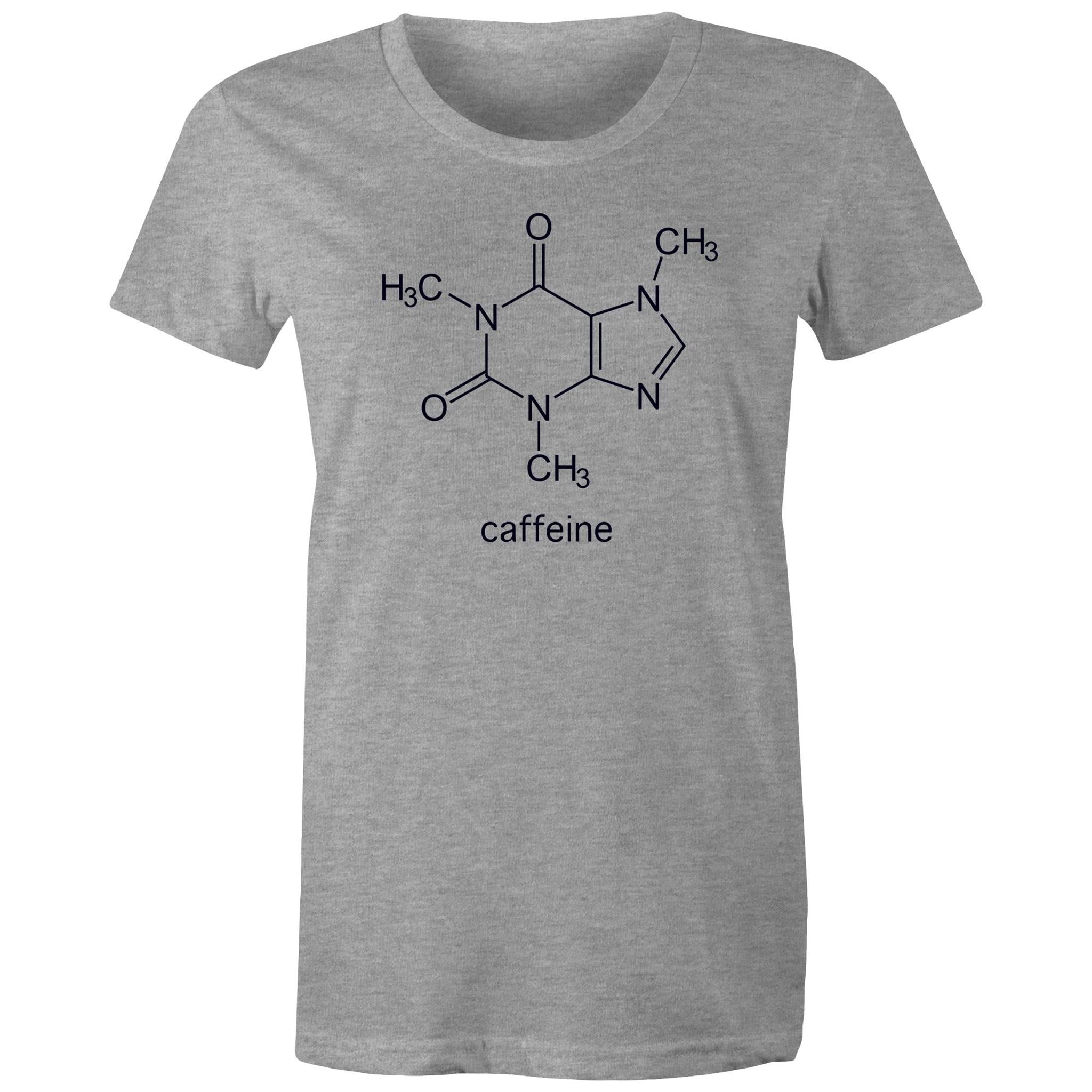 Caffeine Molecule - Womens T-shirt Grey Marle Womens T-shirt Coffee Printed In Australia Science