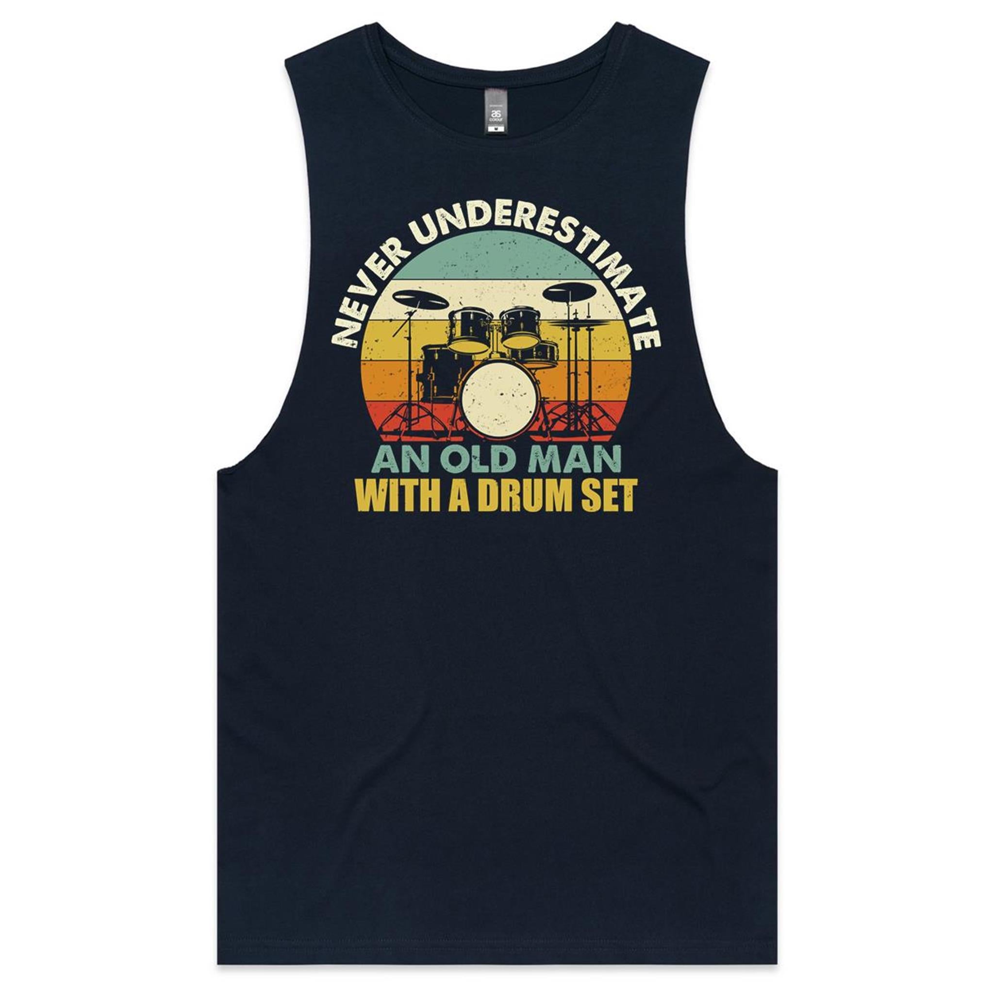 Never Underestimate An Old Man With A Drum Set - Mens Tank Top Tee