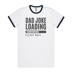 Dad Joke Loading - Staple Ringer Tee White Navy Ringer T-Shirt Dad Printed In Australia