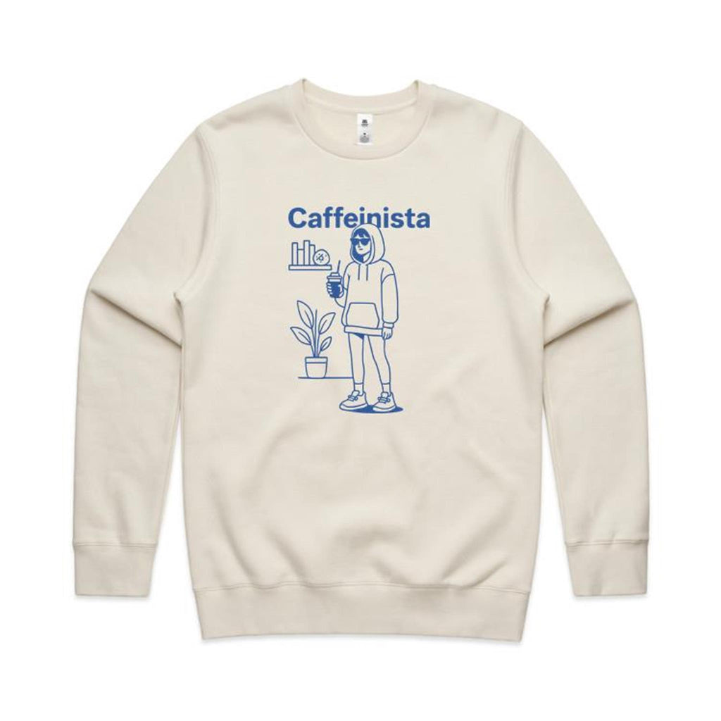 Caffeinista, Caffeine AS Colour Stencil Crew Sweatshirt Unisex Ecru Sweatshirt Coffee Printed In Australia