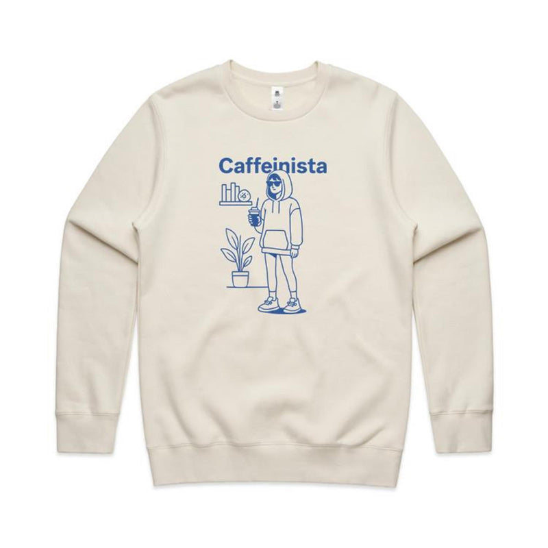 Caffeinista, Caffeine AS Colour Stencil Crew Sweatshirt Ecru Sweatshirt Coffee Printed In Australia