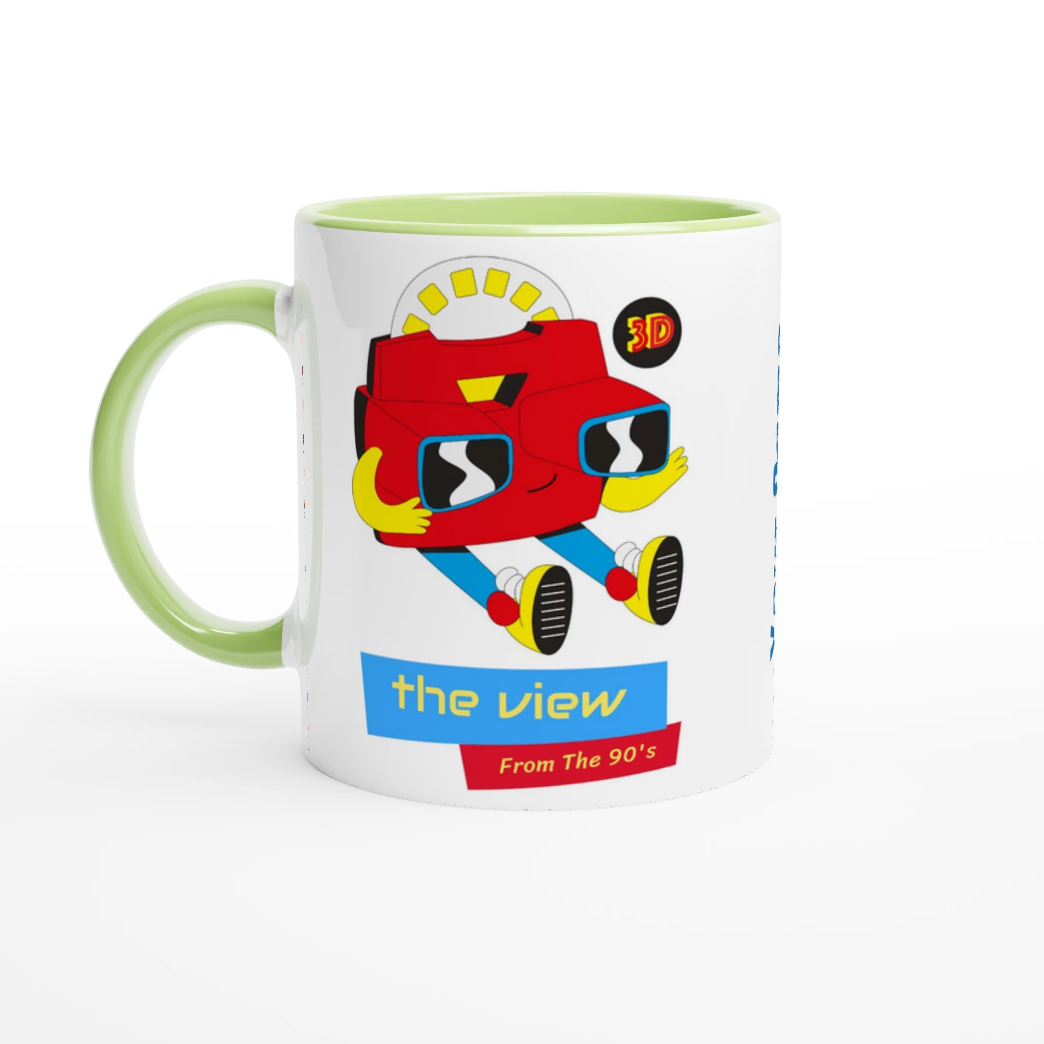 Personalised - The View From The 90's - White 11oz Ceramic Mug with Colour Inside Ceramic Green Personalised 11oz Mug customise Globally Fulfilled personalise Retro