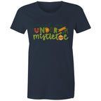 Meet Me Under The Mistletoe, Christmas - Womens T-shirt Navy Womens Christmas T-shirt Christmas Printed In Australia