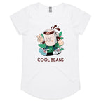 Cool Beans, Coffee - Womens Scoop Neck T-Shirt White Womens Scoop Neck T-shirt Coffee Printed In Australia