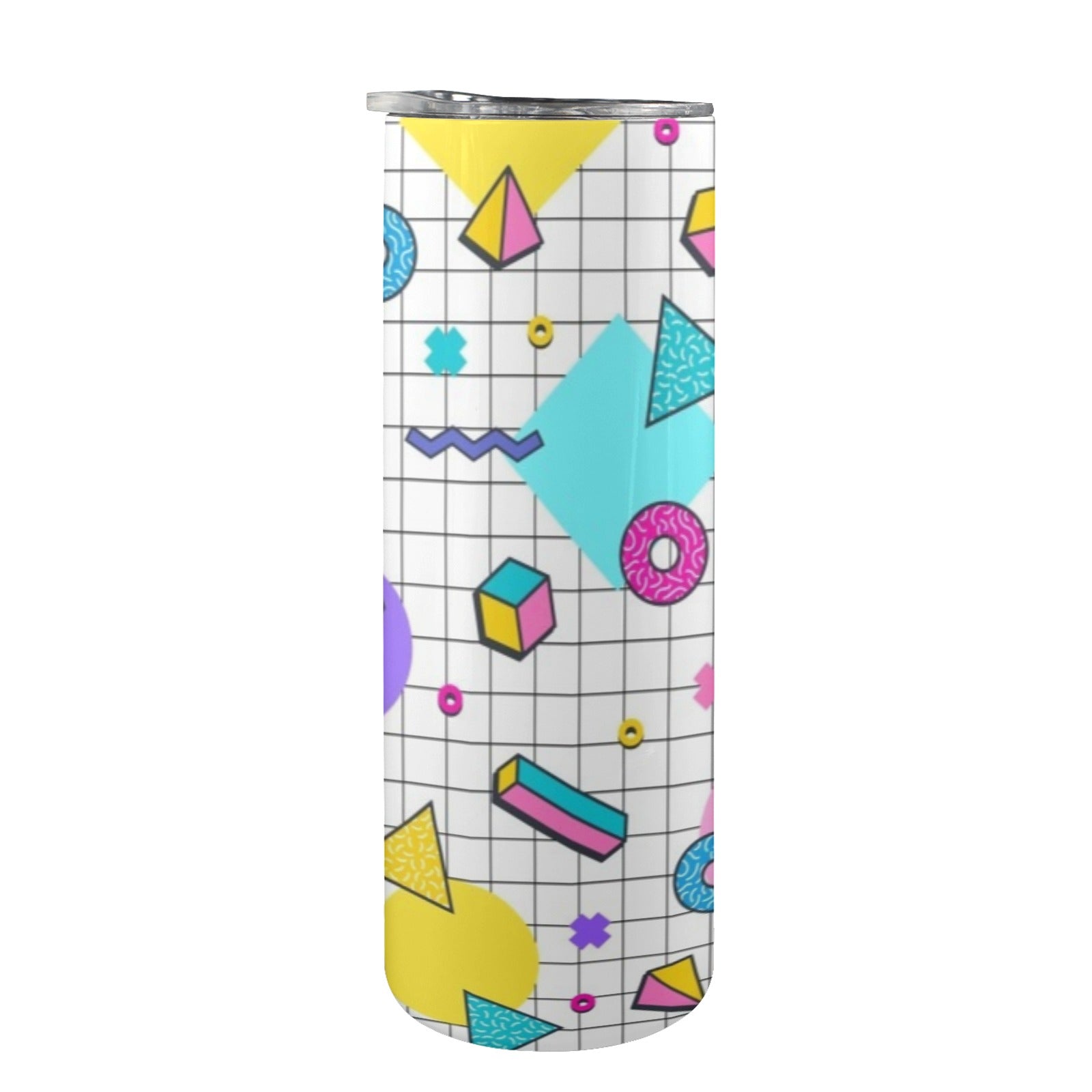 80's Grid - 20oz Tall Skinny Tumbler with Lid and Straw
