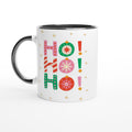 Christmas Ho Ho Ho - White 11oz Ceramic Mug with Colour Inside Ceramic Black Christmas Colour Mug Christmas Globally Fulfilled
