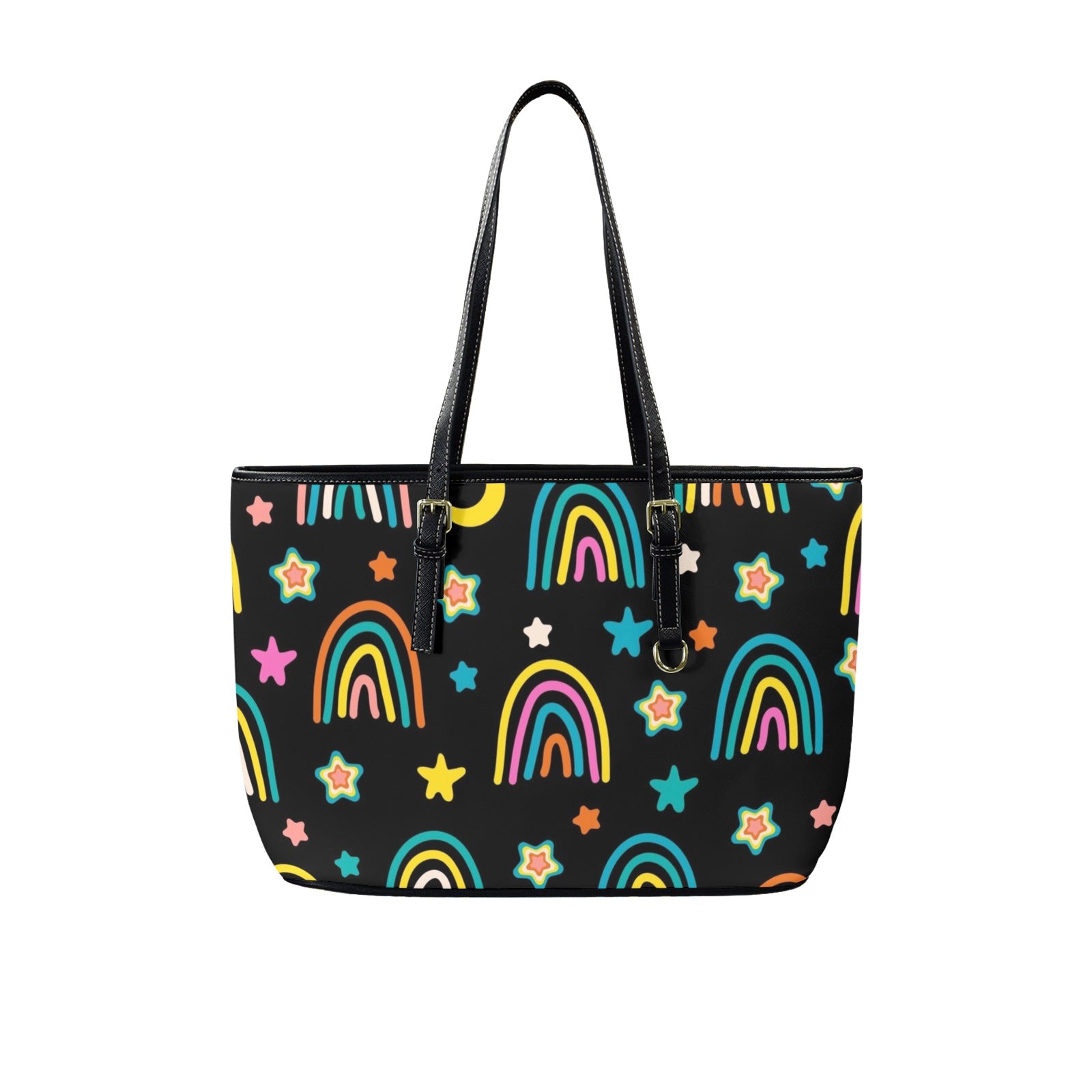 Rainbows - Leather Tote Bag-Large