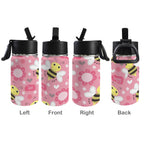 Cute Bee Floral 12oz Kids Water Bottle with Straw Lid