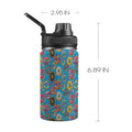 Doughnuts On Blue Kids Water Bottle with Chug Lid (12 oz) One Size Kids Water Bottle with Chug Lid Food Printed Offshore