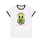 Reading Takes You To Another World, Alien - Women's Ringer Tee White Black Womens Ringer T-shirt Printed In Australia Reading Sci Fi