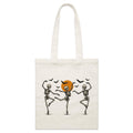 Skeleton Dance, Halloween Parcel Canvas Tote Bag Default Title Small Tote Bag Halloween Printed In Australia