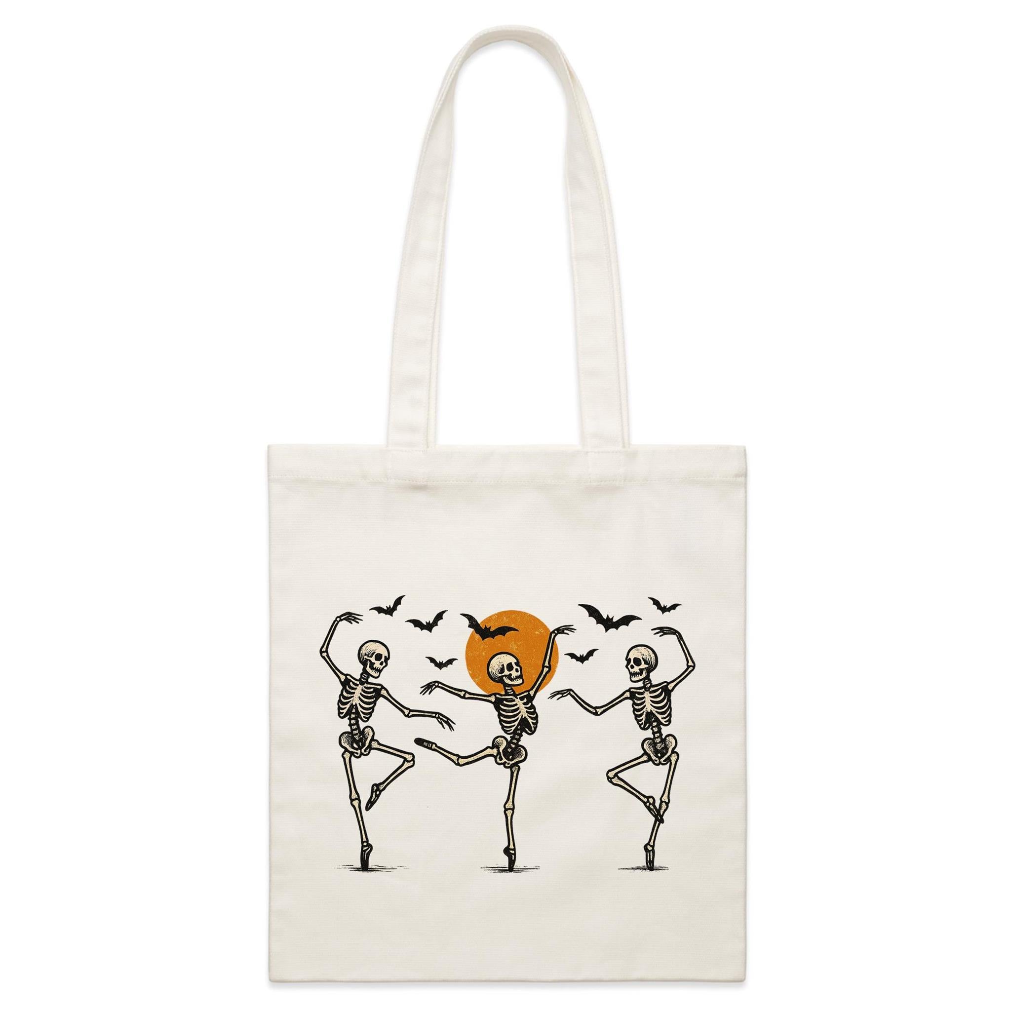 Skeleton Dance, Halloween - Parcel Canvas Tote Bag Default Title Small Tote Bag Halloween Printed In Australia