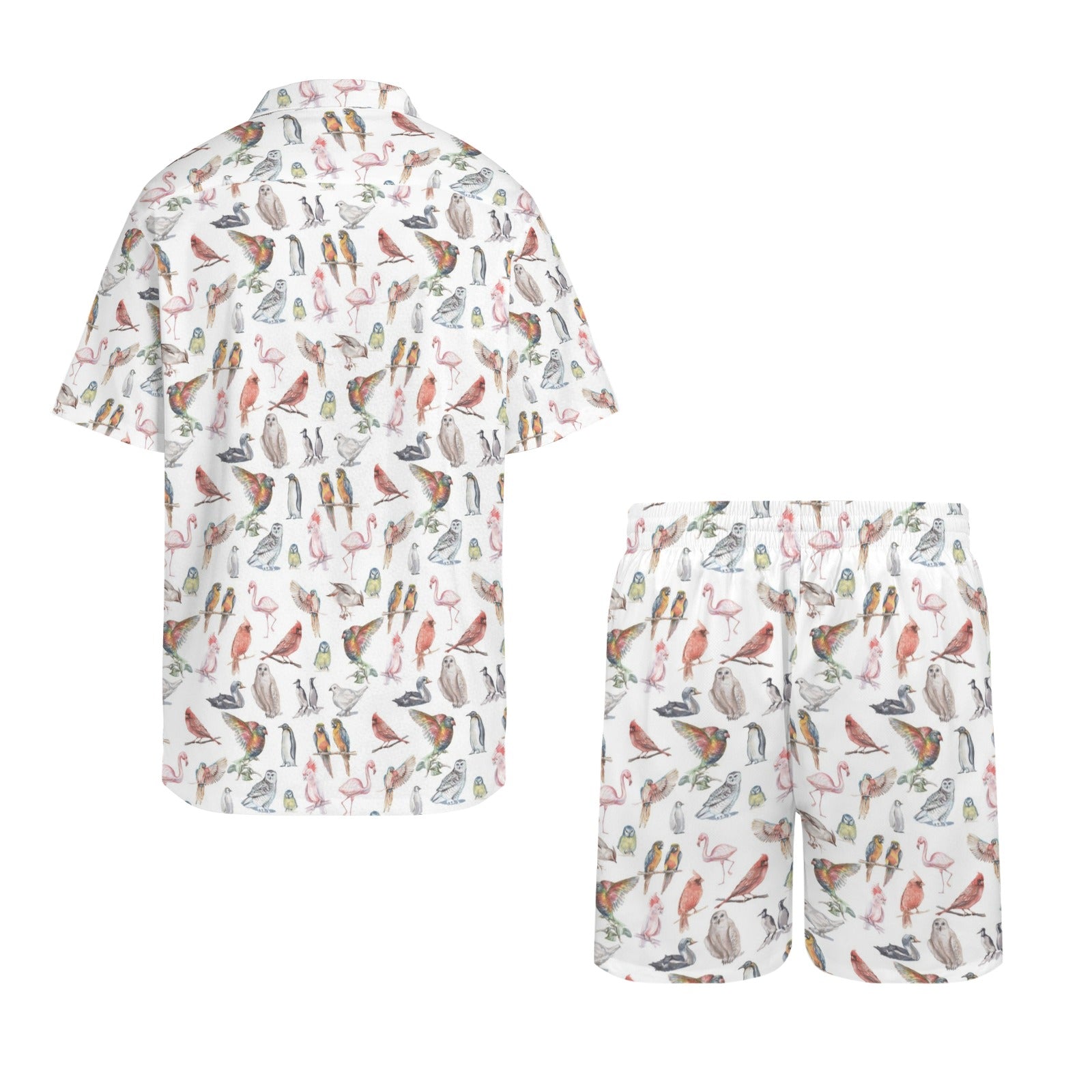 Birds Of A Feather Men's Hawaiian Shirt & Shorts Set Men's Hawaiian Shirt & Shorts Set animal Birds Printed Offshore