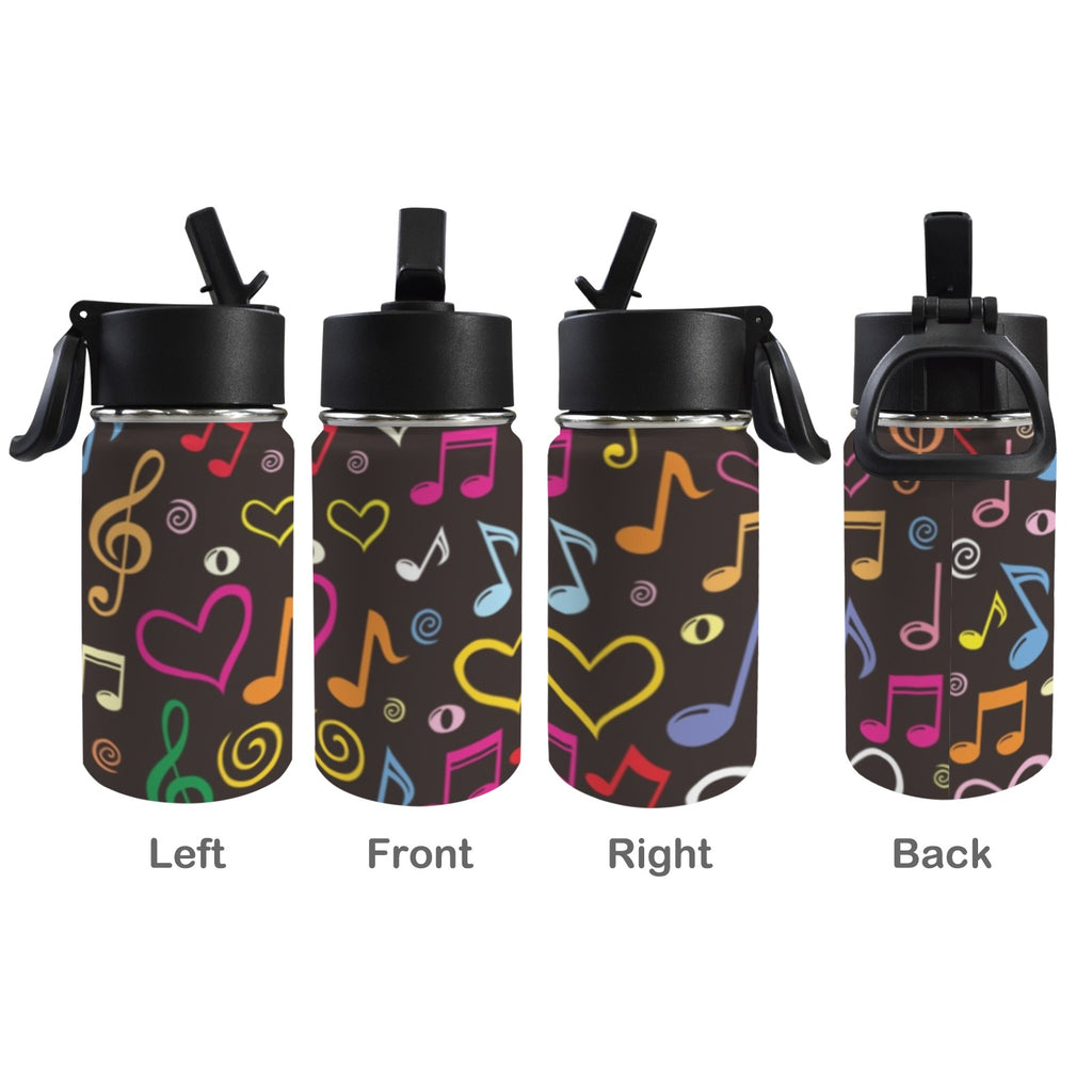Colourful Music 12oz Kids Water Bottle with Straw Lid