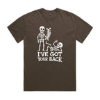 Skeleton, I've Got Your Back AS Colour Heavy Faded Tee Unisex Faded brown Heavy Faded T-shirt Printed In Australia
