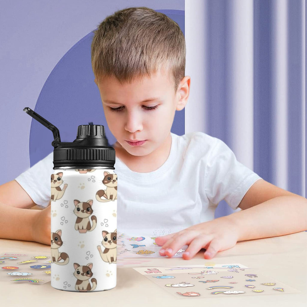 Cheeky Cats Kids Water Bottle with Chug Lid (12 oz) Kids Water Bottle with Chug Lid animal Printed Offshore
